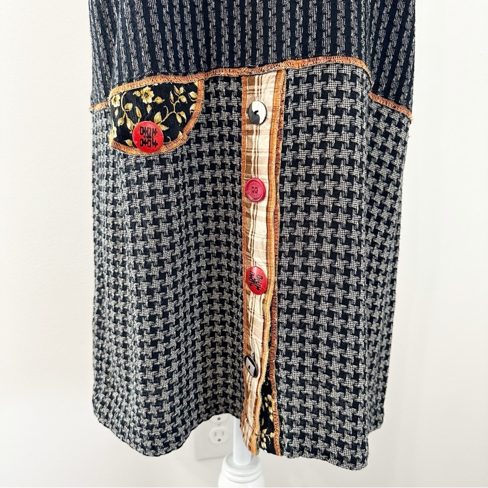 Faith Mixed Print Beaded Button Patchwork Sleevel… - image 4